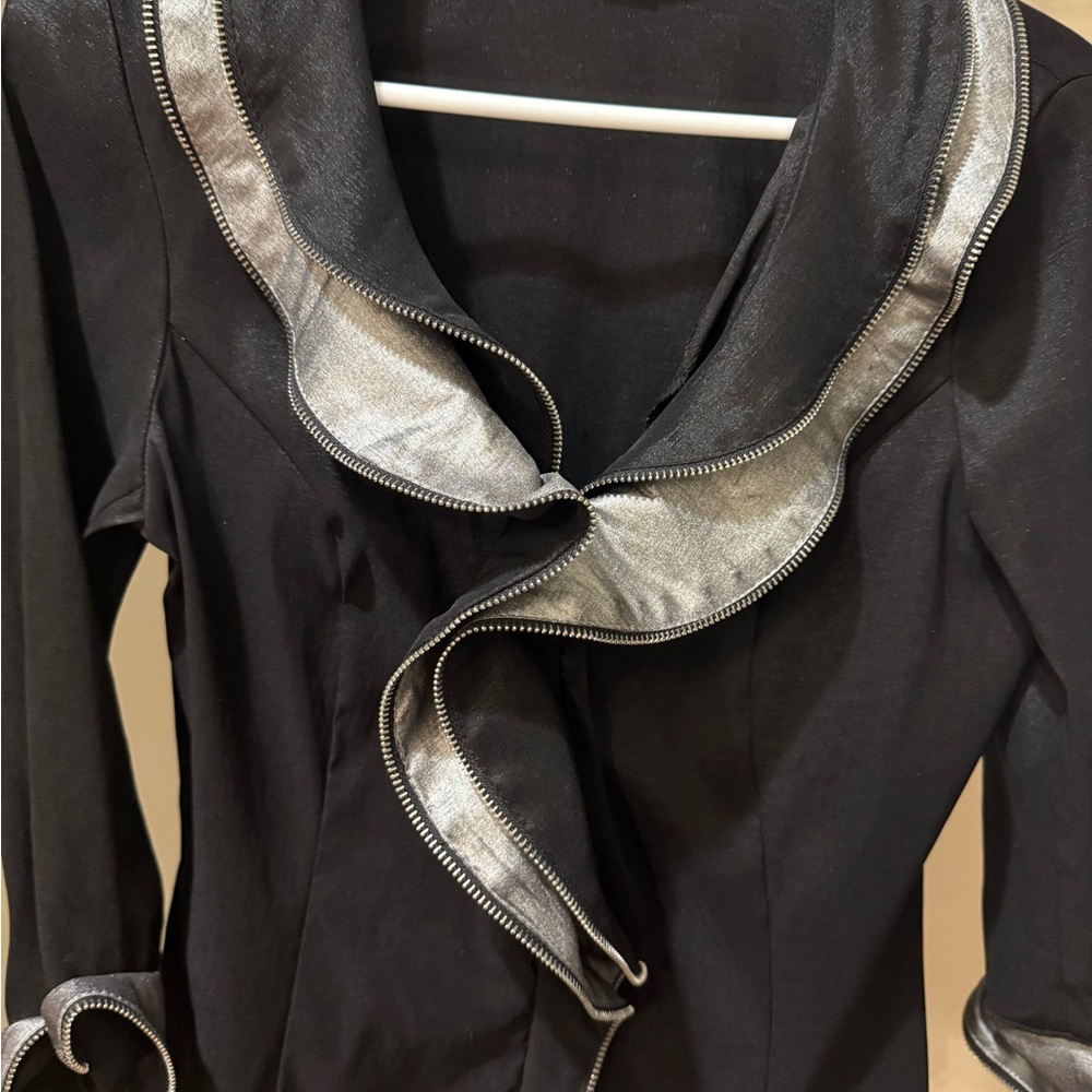 Elegant Black Jacket with Silver Trim